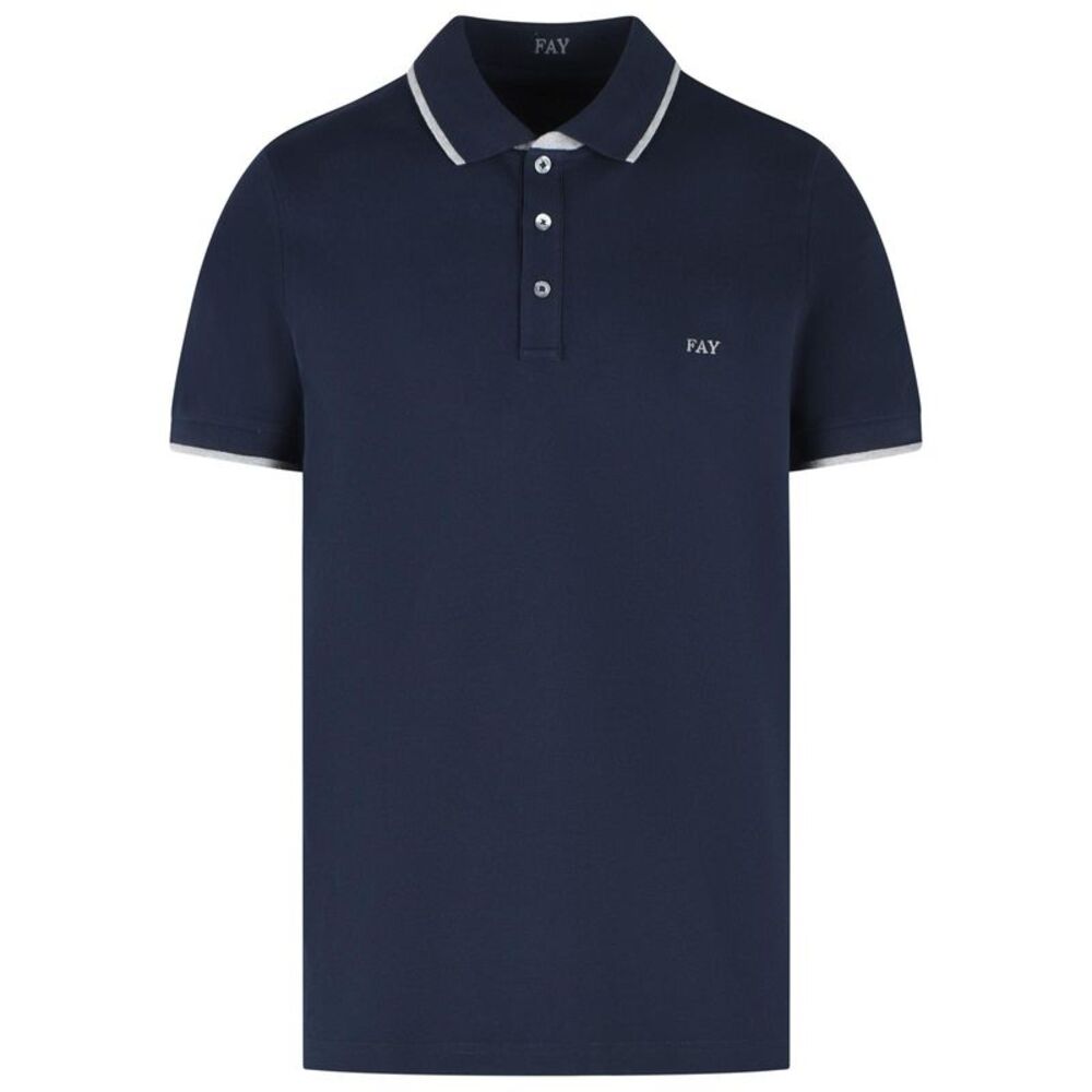 Fay Navy Stretch Cotton Polo Shirt Men